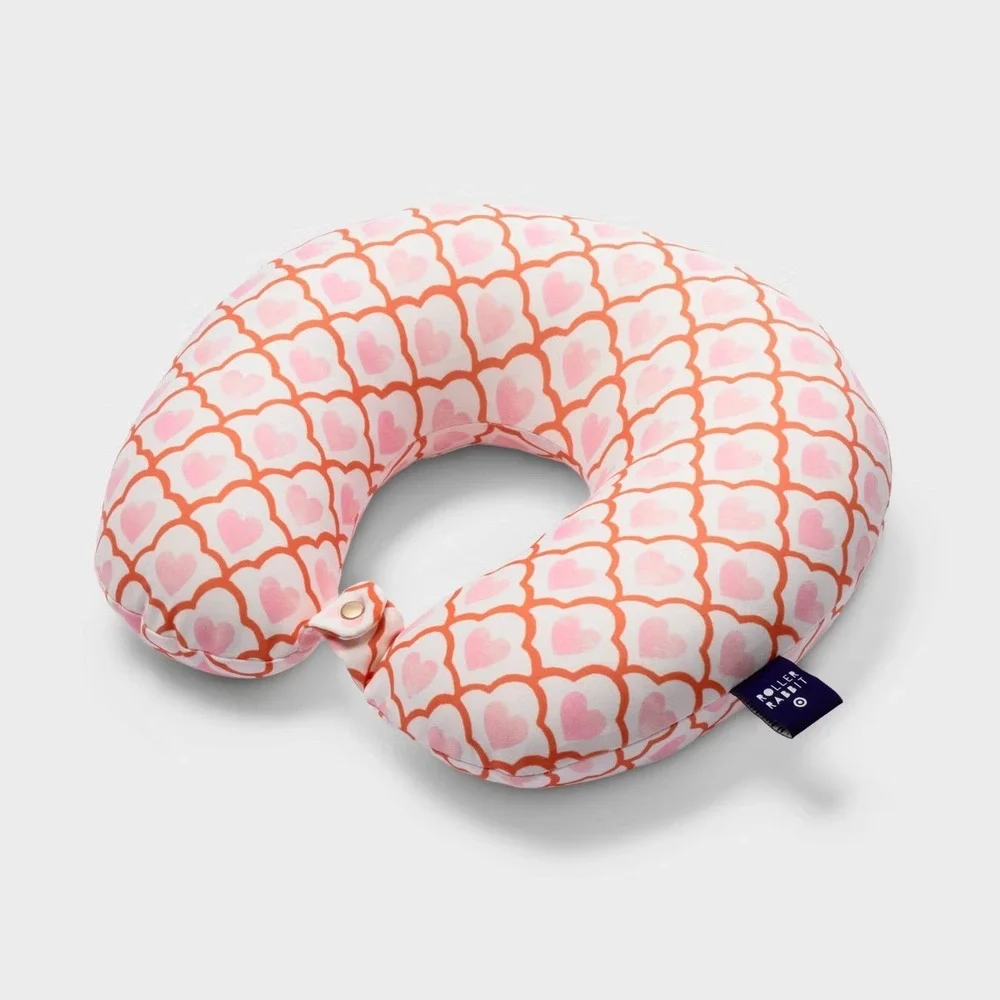 Roller Rabbit x Target- Geo Hearts Travel Neck Pillow Pink - NEW